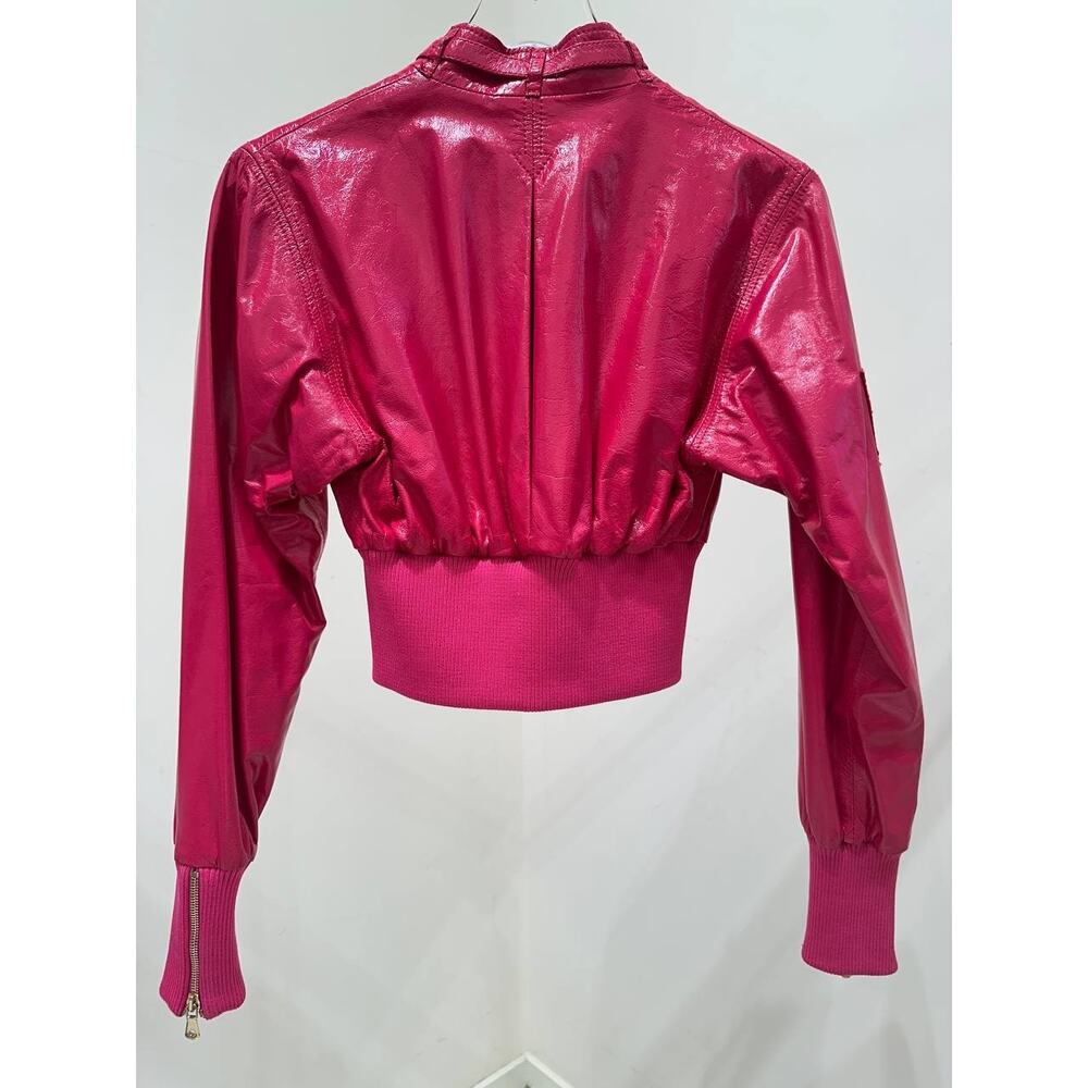 Dolce & Gabbana Fuchsia Cropped Leather Bomber Sz.40 - Picture 2 of 8